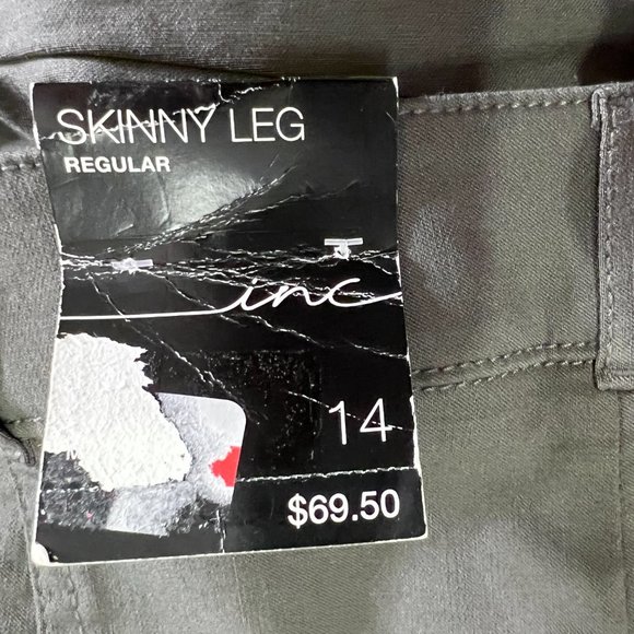 Inc International Concepts Ruched-Hem Cropped Pants, Urban Olive, Size 14 - Picture 9 of 12